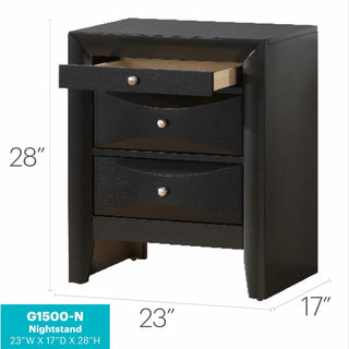 Sunvega Elegant Black Nightstand With Three Drawers for Bedroom Storage