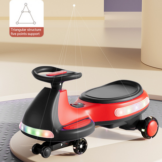 Sunvega Kids 12V Wiggle Car with Bluetooth Music Flashing Wheels and LED Lights