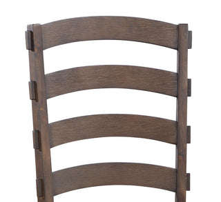 Sunvega Rustic Brown and Oak Finish Fabric Upholstered Side Chair Set of 2