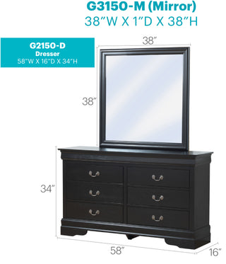 Sunvega Black Traditional Dresser with Spacious Drawers for Bedroom Organization