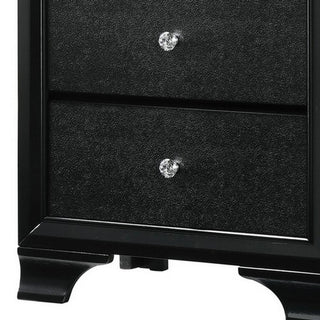 Sunvega Solid Wood Nightstand with 2 Textured Drawers and Crystal Knob Pulls