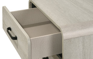 Sunvega Contemporary Antique White Nightstand with Two Drawers and Rounded Edges