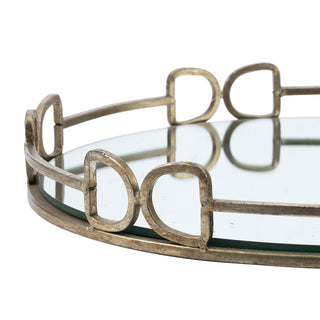 Sunvega Valentina Silver Round Mirror Tray with Distressed Frame for Tabletop Decor