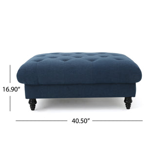 Sunvega Bordeaux Tufted Ottoman with Pillow Top and Cream Fabric for Living Room