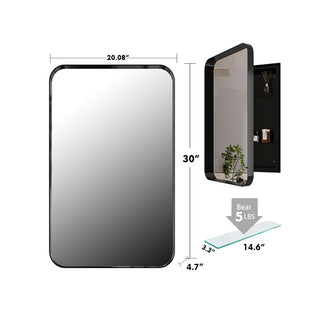 Sunvega Modern White Metal Framed Recessed Medicine Cabinet with Mirror and Storage
