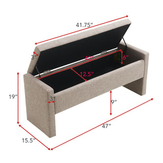 Sunvega Modern Linen Upholstered Storage Bench for Bedroom Living Room Dorm