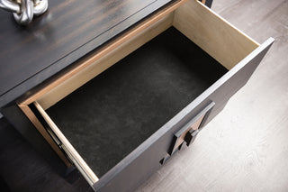 Sunvega Contemporary Espresso Nightstand with Gold Accent Trim and Felt-Lined Drawers
