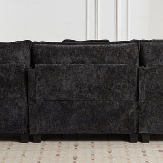 Sunvega Modern Green Chenille Fabric Cloud Sofa with Adjustable Backrest for Living Room