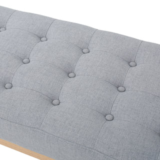 Sunvega Mid Century Modern Tufted Bench with Solid Birch Legs and Natural Finish