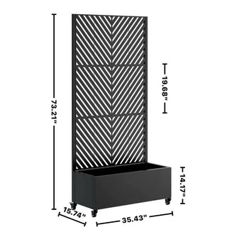 Sunvega Metal Planter Box with Trellis Raised Garden Bed on Wheels for Climbing Plants