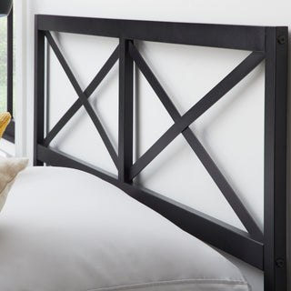 Sunvega Mid-Rise All-Steel Headboard with Matte Black Finish and X-Back Design