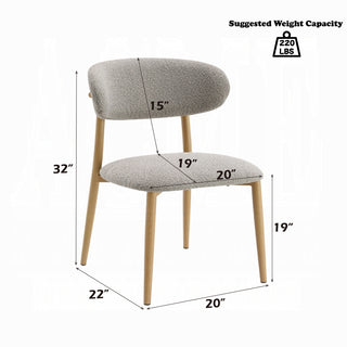 Sunvega Modern Light Gray Boucle Dining Chairs with Padded Seat and Curved Backrest