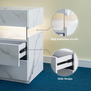 Sunvega LED Nightstand with Acrylic Board and RGB Lights 3 Drawer Bedside Table