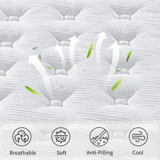 Sunvega 12 Inch Twin XL Memory Foam Hybrid Mattress with Cool Breathable Cover and Edge Support