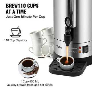 Sunvega Fast Brew 110 Cup Stainless Steel Commercial Coffee Urn Dispenser