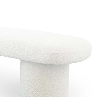 Sunvega Randolph Ivory Boucle Upholstered Bench with Sturdy Wood Frame
