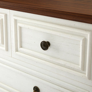 Sunvega Vintage Farmhouse Dresser with 5 Drawers and Antique White Finish