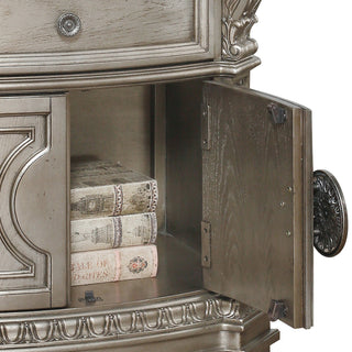 Sunvega Antique Champagne Finish Nightstand with Drawer and Cabinet for Bedroom
