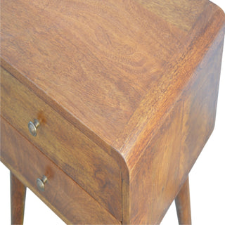 Sunvega Solid Mango Wood Nightstand with Two Drawers in Chestnut Brown