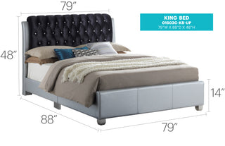 Sunvega Modern Silver King Size Bed Frame for Elegant Bedrooms