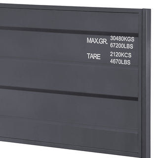 Sunvega Gunmetal Cargo Container Themed Full Platform Bed with Panel Headboard