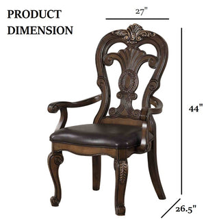Sunvega Traditional Dark Brown Solid Wood Dining Chair with Ornate Corbels