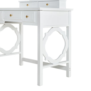 Sunvega Compact Makeup Vanity Table with Reversible Mirror and Stool for Small Spaces