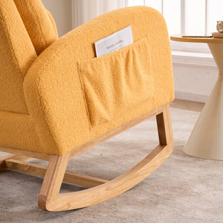 Sunvega Upholstered High Back Rocking Chair with Footrest and Side Storage Pocket