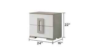 Sunvega Sleek White Modern Nightstand with Two Spacious Drawers for Bedside
