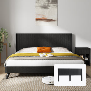 Sunvega Modern Farmhouse Queen Headboard with Realistic Wood Grain and 3D Carving