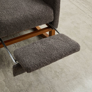 Sunvega High Back Boucle Rocking Chair with Retractable Footrest and Side Pocket