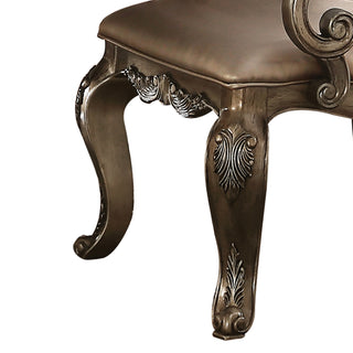 Sunvega Vintage Oak Tufted Arm Chair with Padded Seat and Scrolled Crown Molding
