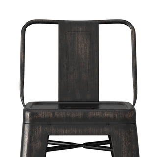 Sunvega Industrial Metal Counter Height Stool Set of 2 in Distressed Black