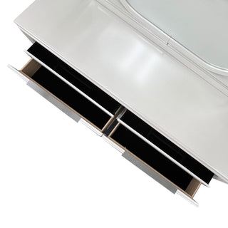 Sunvega Modern Pearl White Finish Nightstand with Spacious Drawers and Acrylic Legs