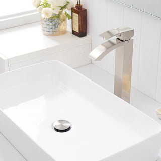 Sunvega Brushed Nickel Single Hole Waterfall Bathroom Sink Faucet with Single Handle
