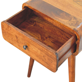 Sunvega Handcrafted Solid Mango Wood Nightstand with Drawer and Nordic Legs