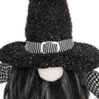 Sunvega Handcrafted 4.3x4x26.8 Inch Fabric Sitting Black Gnome With Broomstick