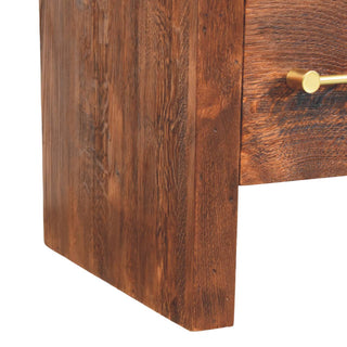 Sunvega Solid Oak Bedside Table with Brass Handle and Open Shelf