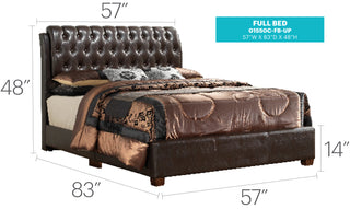 Sunvega Elegant Dark Brown Full Bed Frame with Contemporary Design for Bedroom
