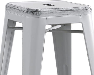Sunvega Industrial Modern Stackable ABS Metal Bar Stools Without Back Set of 2