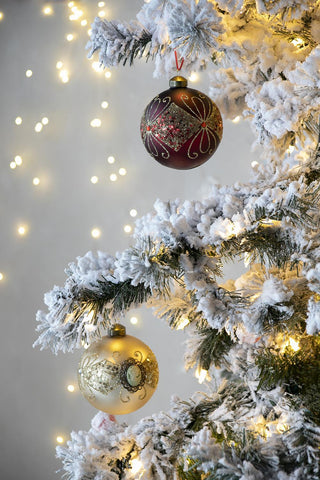 Sunvega Glass Glitter Painted Christmas Ball Ornaments Set of 12 for Holiday Decor