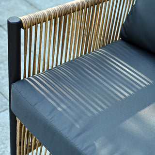 Sunvega Outdoor PE Wicker Sofa Set with Grey Cushions and Coffee Table