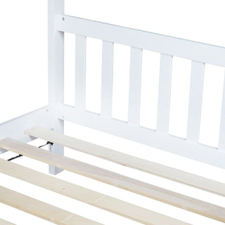Sunvega Twin Rubber Wood House Bed with Headboard and Footboard in Light Grey