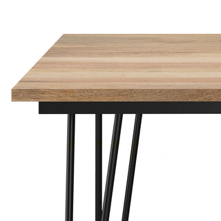 Sunvega Natural Mango Wood Square Dining Table with Hairpin Legs for Kitchen