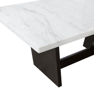 Sunvega Rustic Espresso Oak and Marble Dining Table for Family Gatherings