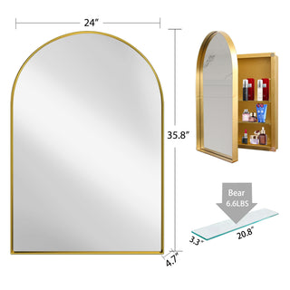 Sunvega Modern White Metal Framed Recessed Medicine Cabinet with Mirror and Storage