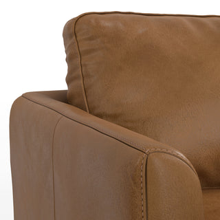 Sunvega Mid-Century Modern 90-inch Genuine Leather Sofa with Feather Cushions