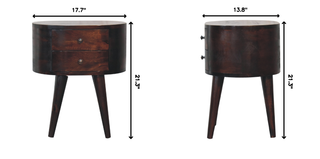 Sunvega Light Walnut Solid Mango Wood Bedside Table with Two Drawers