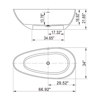 Sunvega Freestanding Solid Surface Soaking Bathtub with Ergonomic Design