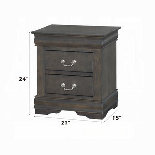 Sunvega Classic Traditional Black Finish 2-Drawers Nightstand with Metal Handle